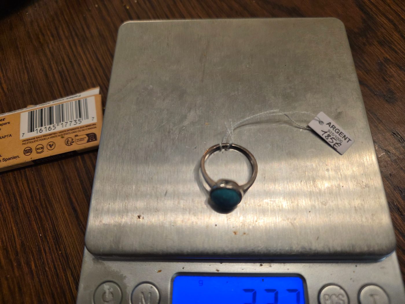 Bague turquoise argent 925  sortis clos oval — vue 2