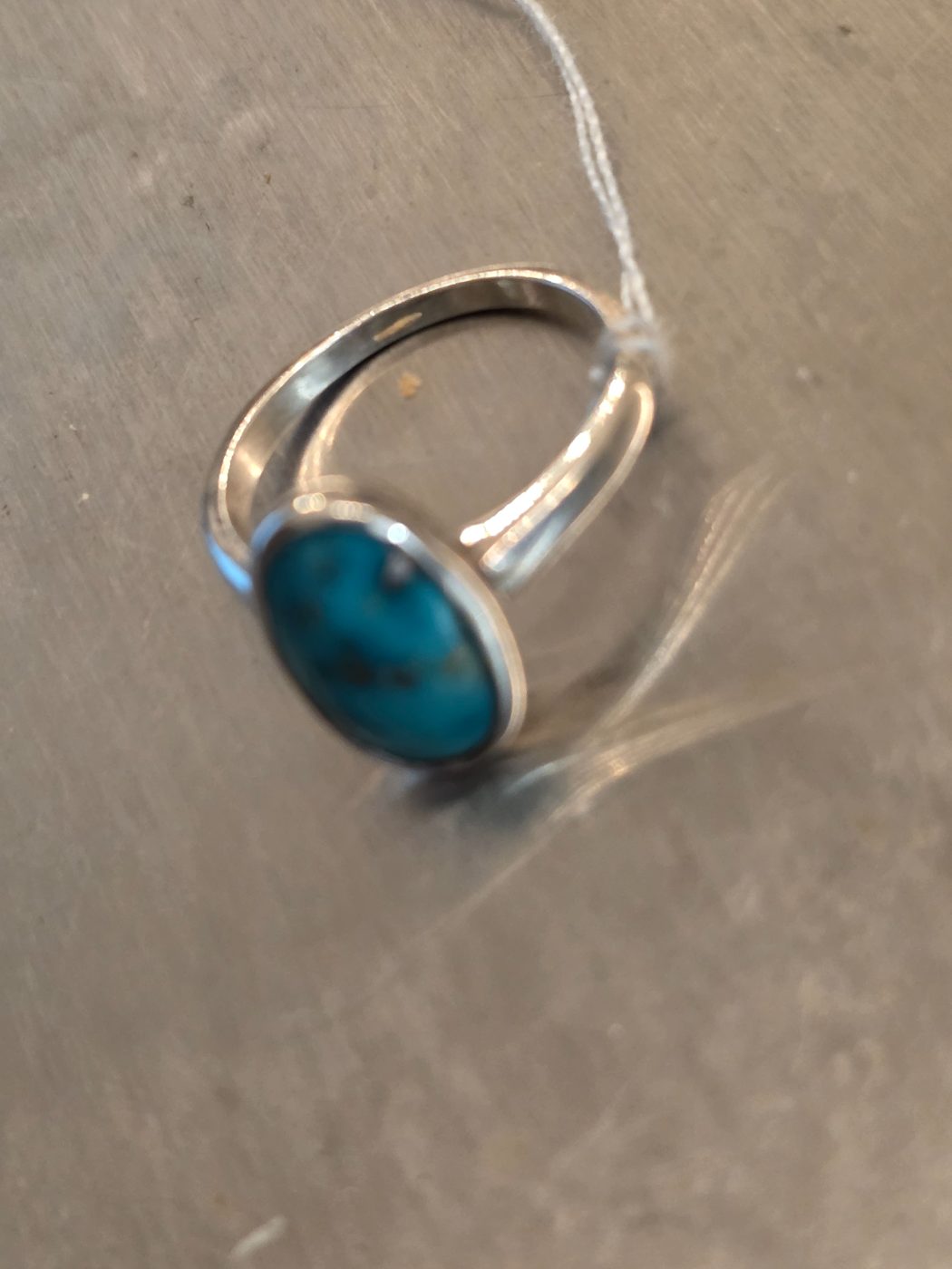 Bague turquoise argent 925 sortie clos turquoise ovale — vue 2