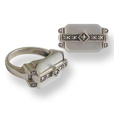 Bague en Argent 925 (Nacre - Marcassites)