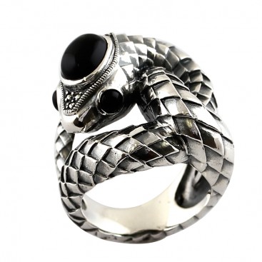 Bague en Argent 925 (Onyx - Marcassites)