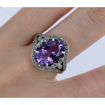 Bague en Argent 925 (Améthyste - Marcassites) — vue 2