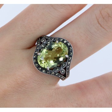 Bague en Argent 925 (Quartz lemon - Marcassites) — vue 2