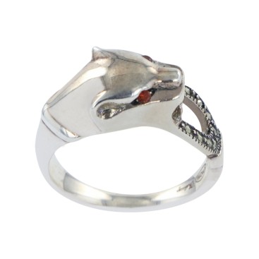BAGUE ARGENT 925 (GRENAT - MARCASSITES)