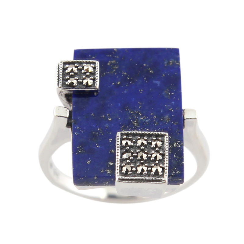 Bague en argent 925 · Lapis-lazuli & marcassites