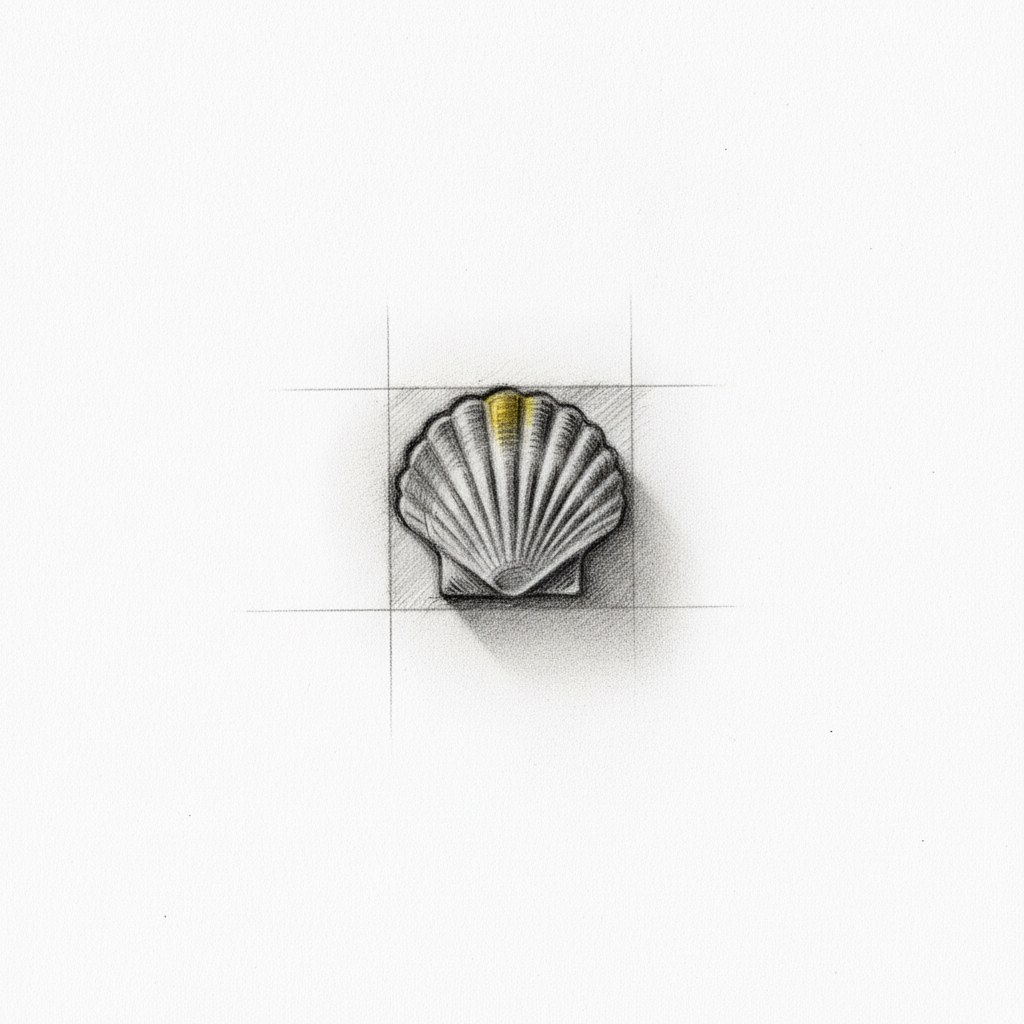 Coquille Saint-Jacques, dessin au fusain