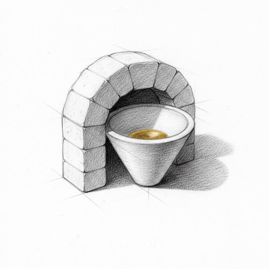 Coupellation, dessin au fusain