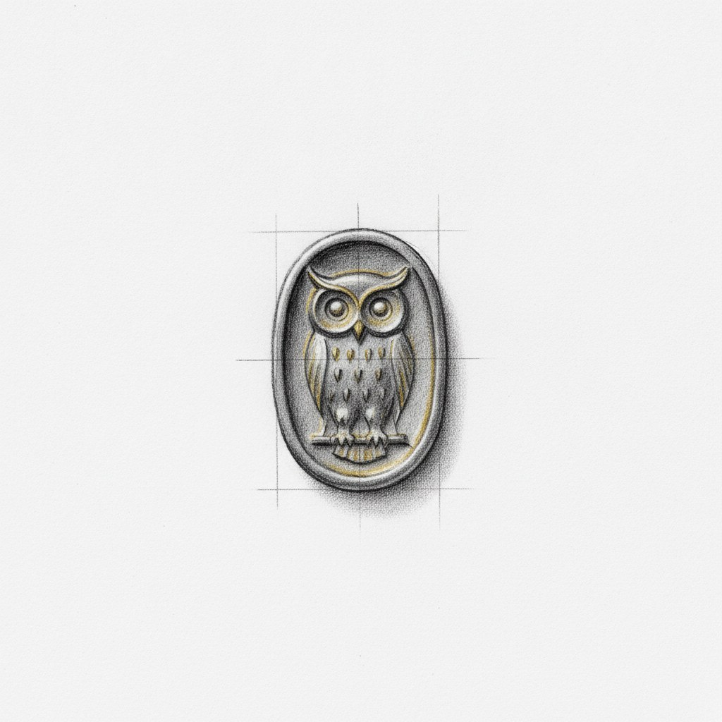 Hibou, dessin au fusain
